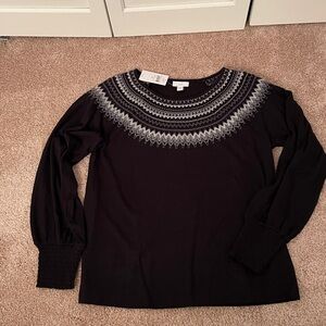 J. Jill Fair Isle Embroidered Smocked top size M